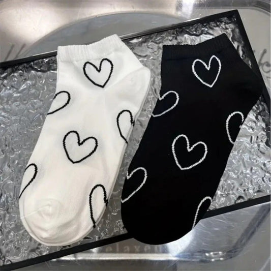 Kadın 4 Çift Premium Kalite Kalp Desenli Patik Çorap Çok Renkli