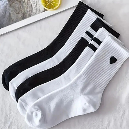 Unisex 5 Çift Premium Kalite Desenli Tenis Soket