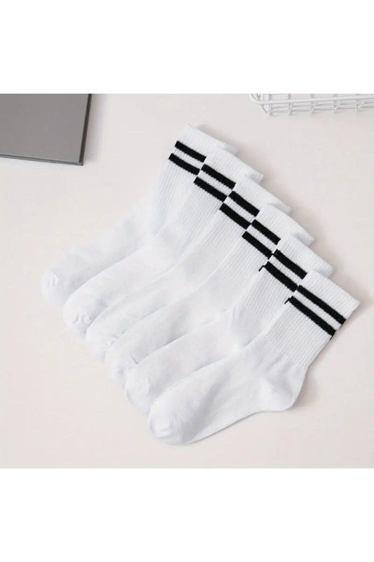 Unisex 5 Çift Premium Kalite Yüksek Pamuklu Kolej Çorap