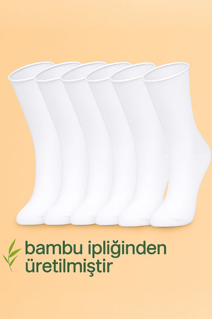 Kadın 6 Çift Premium Kalite Soft Kokulu Bacak Sıkmayan Esnek Bambu Lastiksiz Çorap