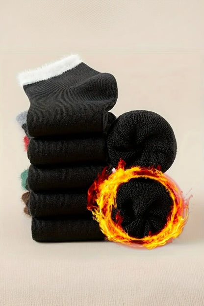 Kadın 6 Çift Renkli Peluş Kenarlı Sıcak Tutan Rahat Günlük Havlu Termal Patik Çok Renkli