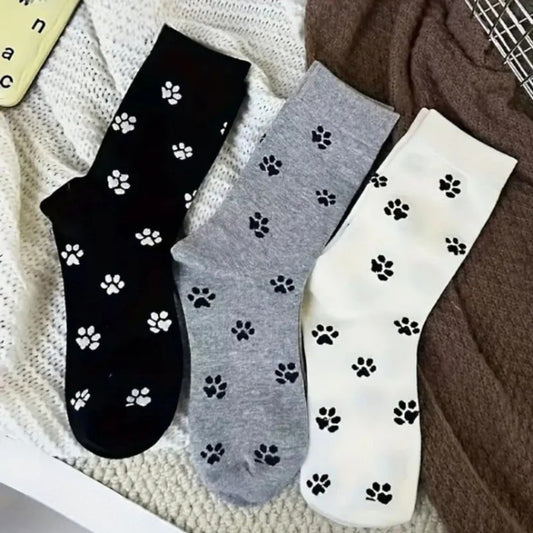 Unisex 3 Çift Premium Kalite Pati Desenli Soket Çorap Çok Renkli